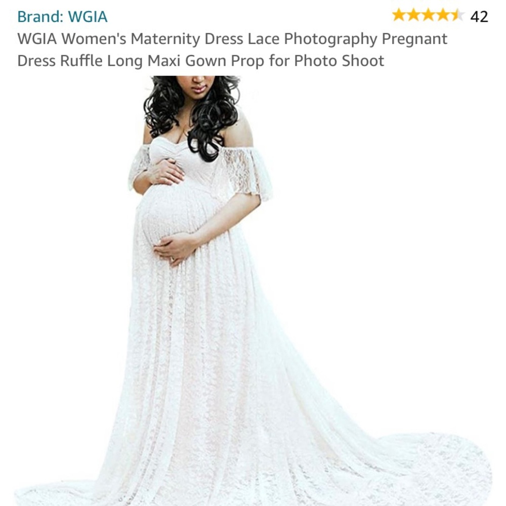 White lace maternity maxi dress